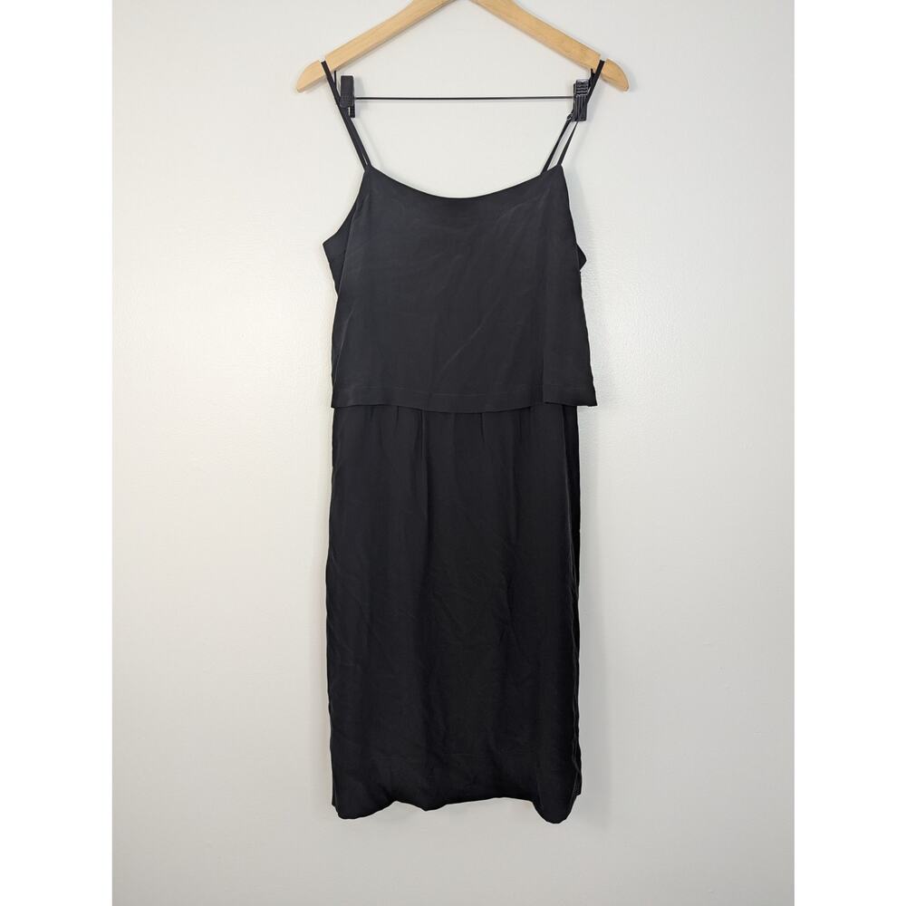 Madewell Black Slip Midi Dress with Double Straps